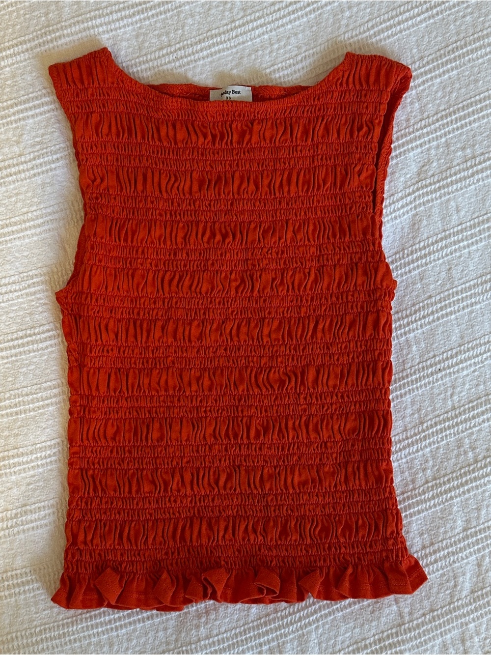 Aritzia Sunday Best Poppy Red Smocked Sleeveless Top
